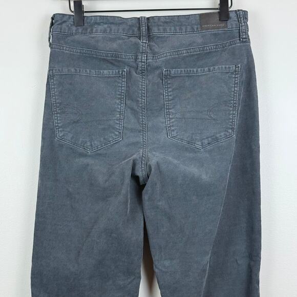 American Eagle Pants Women 8 Gray Corduroy Super Hi-Rise Flared Button Fly Retro - Picture 6 of 10